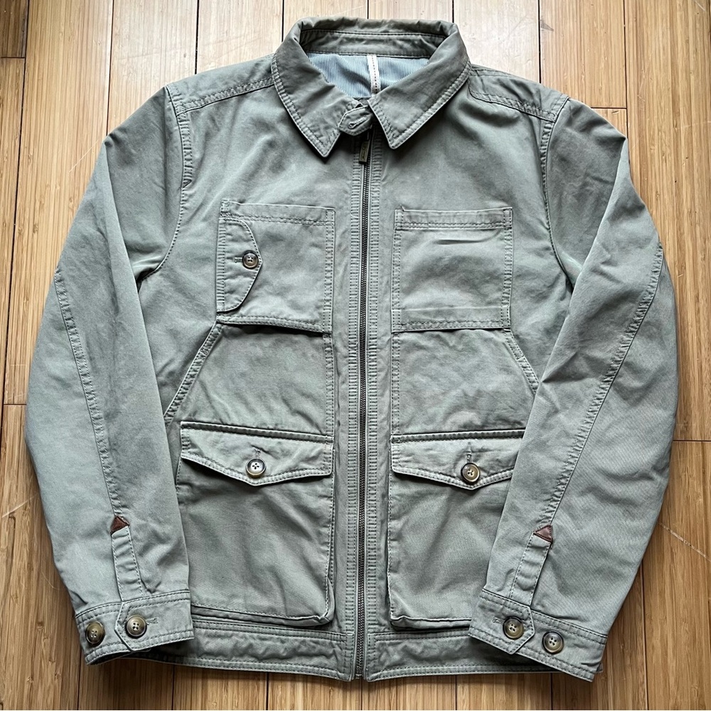 Men’s Massimo Dutti Military Outer Multipocket Chore Jacket in Sage Green